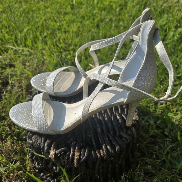 Silver Glitter Strappy Women's Sandals - Picture 5 of 9